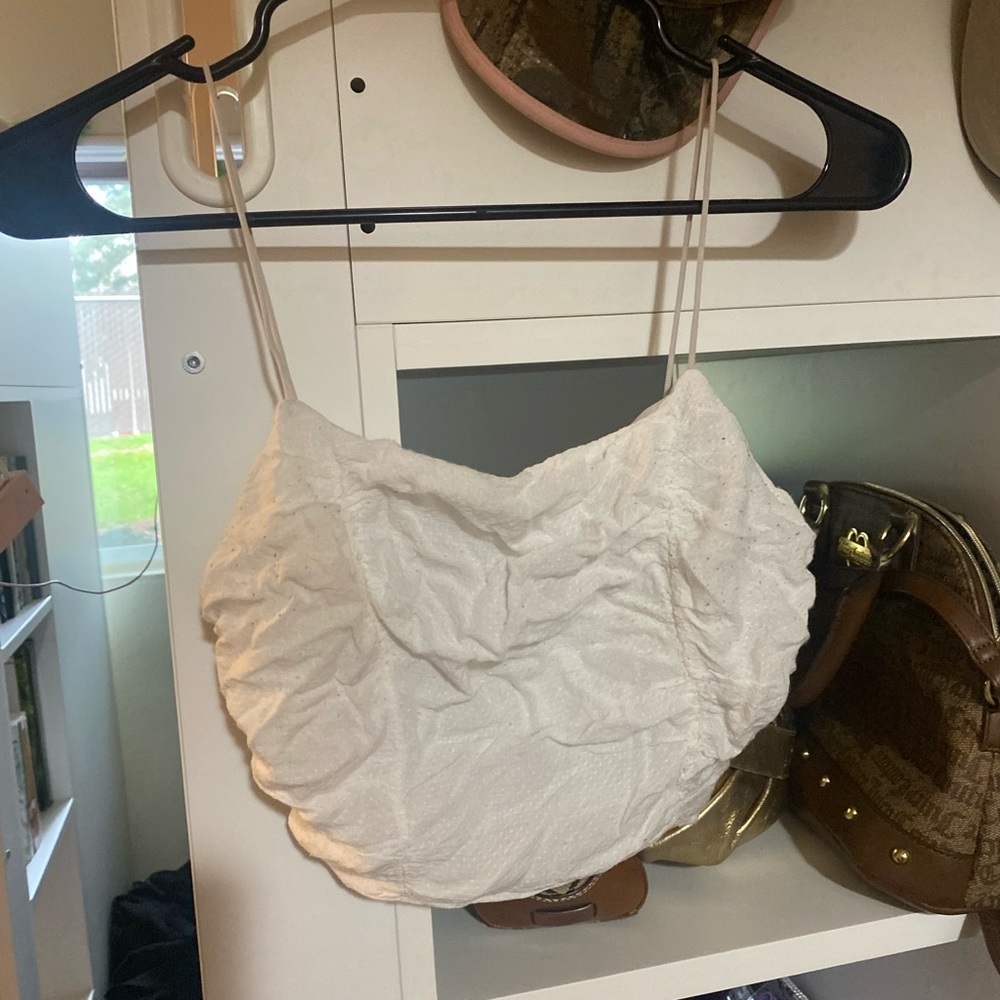 Cute White Ruffled Cropped Tank Top